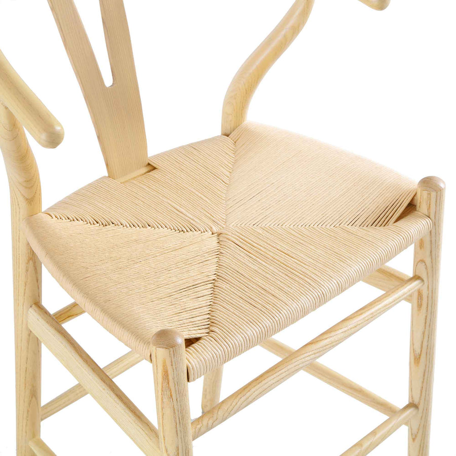 Hansel Wooden Natural Weave Counter Stool, Natural Frame - daals