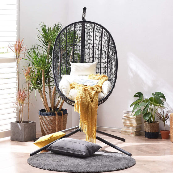 Azura Black Patio Hanging Egg Chair