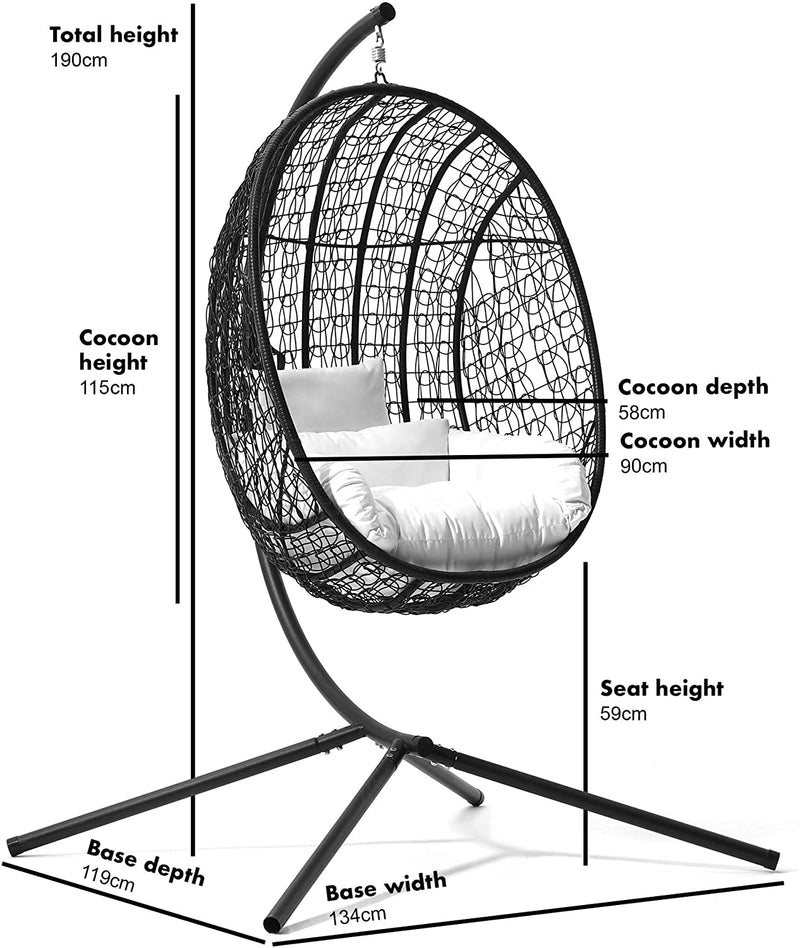 Azura Black Patio Hanging Egg Chair