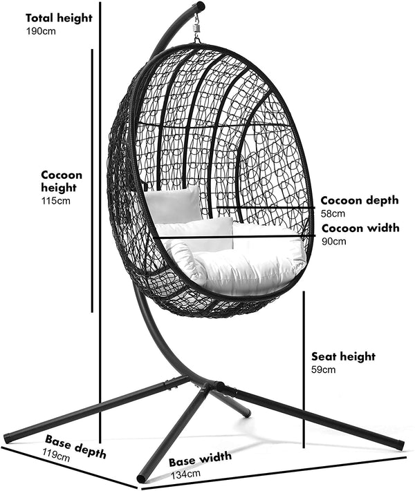 Azura Black Patio Hanging Egg Chair