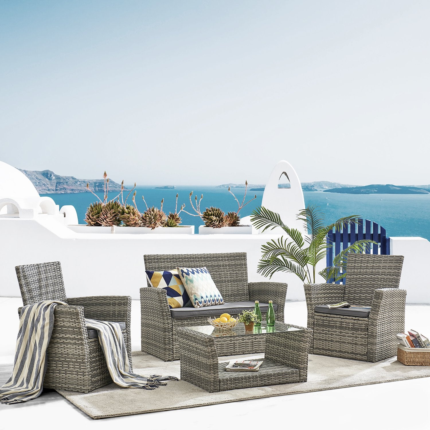 Corfu 4 Seater Garden Furniture Set in Grey daals