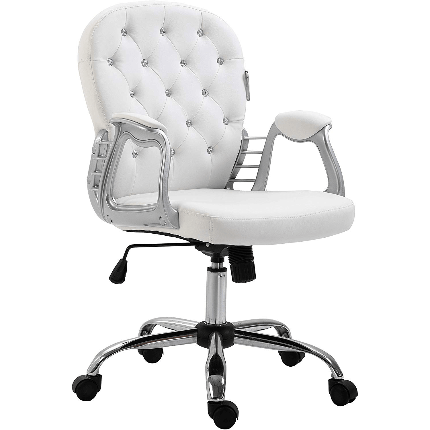 White Faux Leather Chesterfield Swivel Chair