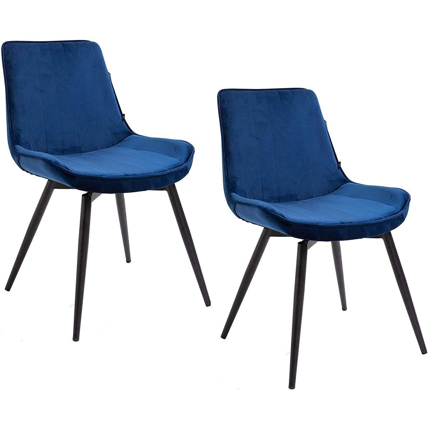 Cala Set of 2 Blue Velvet Dining Chairs