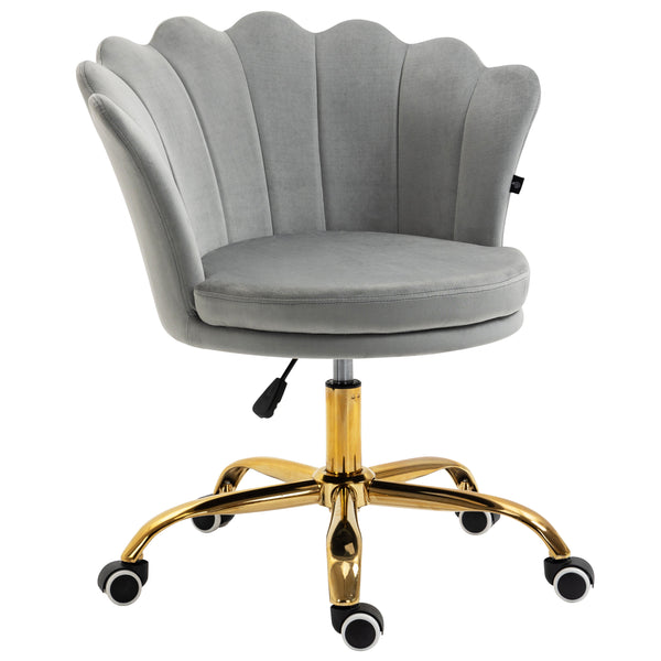 Hepburn Scalloped Swivel Chair (Grey Velvet)