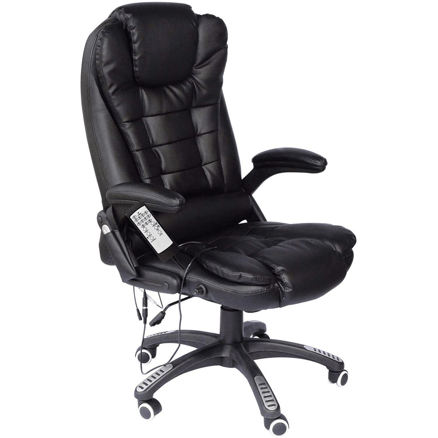 Executive Recline Padded Swivel Office Chair with Vibrating Massage Function, MM17 Black